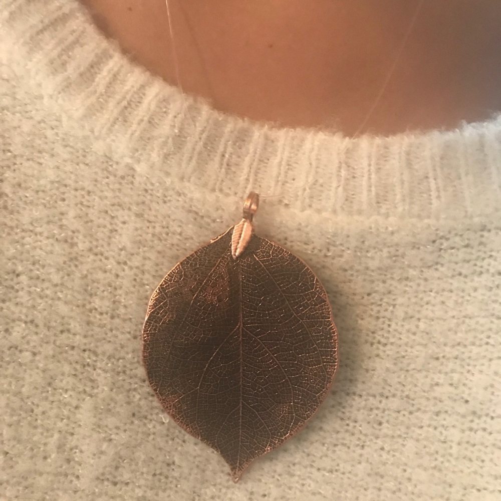 NWT Expandable Copper leaf necklace
